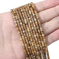 Vista 2 de Cuentas cortas de jaspe de imagen natural marrón de 2x3 mm 155 piezas Tubo Cuentas sueltas semipreciosas de cuentas de joyería para diseño
