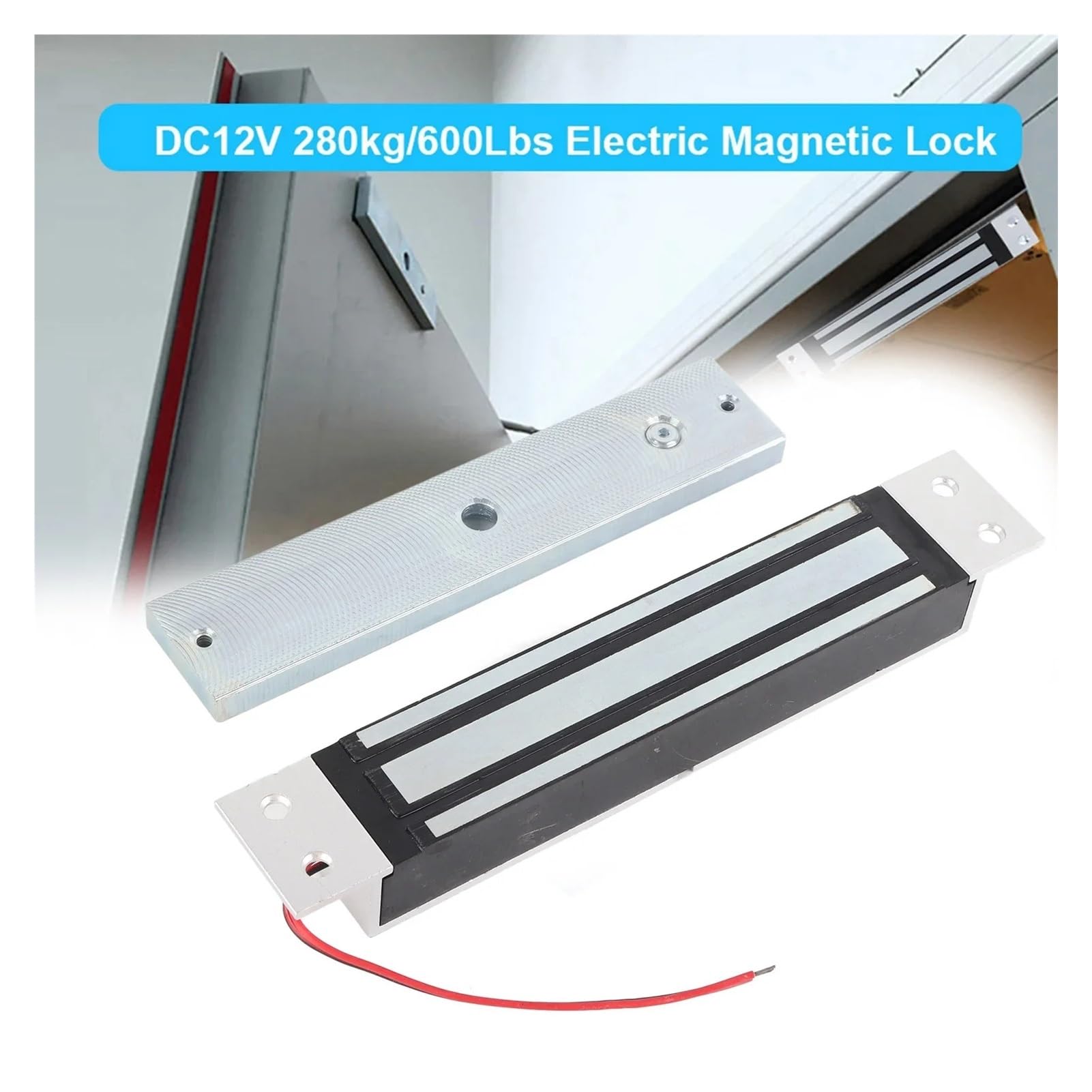 Zamek magnetyczny elektryczny DC12V 280kg/600Lbs Elektryczny Zamek Magnetyczny Siła Trzymania Elektromagnes Bezpieczny Tryb NC,dla bezpieczeństwa domu