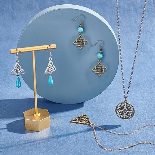 Miniatura 5 de SUNNYCLUE 1 caja de 56 dijes de nudo celta, dijes irlandeses de enlace de trinidad, cuentas de nudo de estilo tibetano, dijes redondos planos de