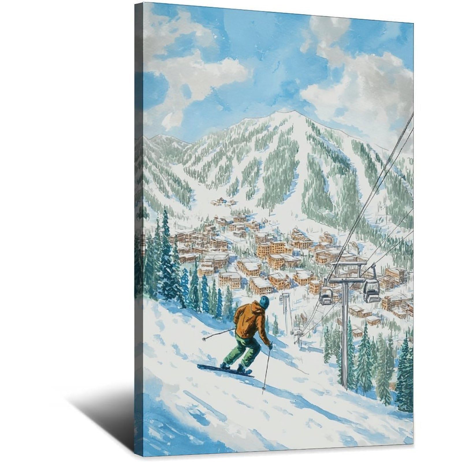 Aspen Colorado Ski Posters 24x36inch(60x90cm) Vintage Watercolor Canvas Art