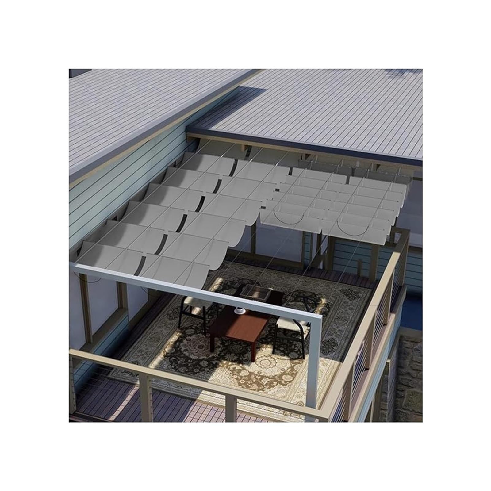 Housse de pergola rétractable ondulée pour ombrager votre table de café ou cour de jardin