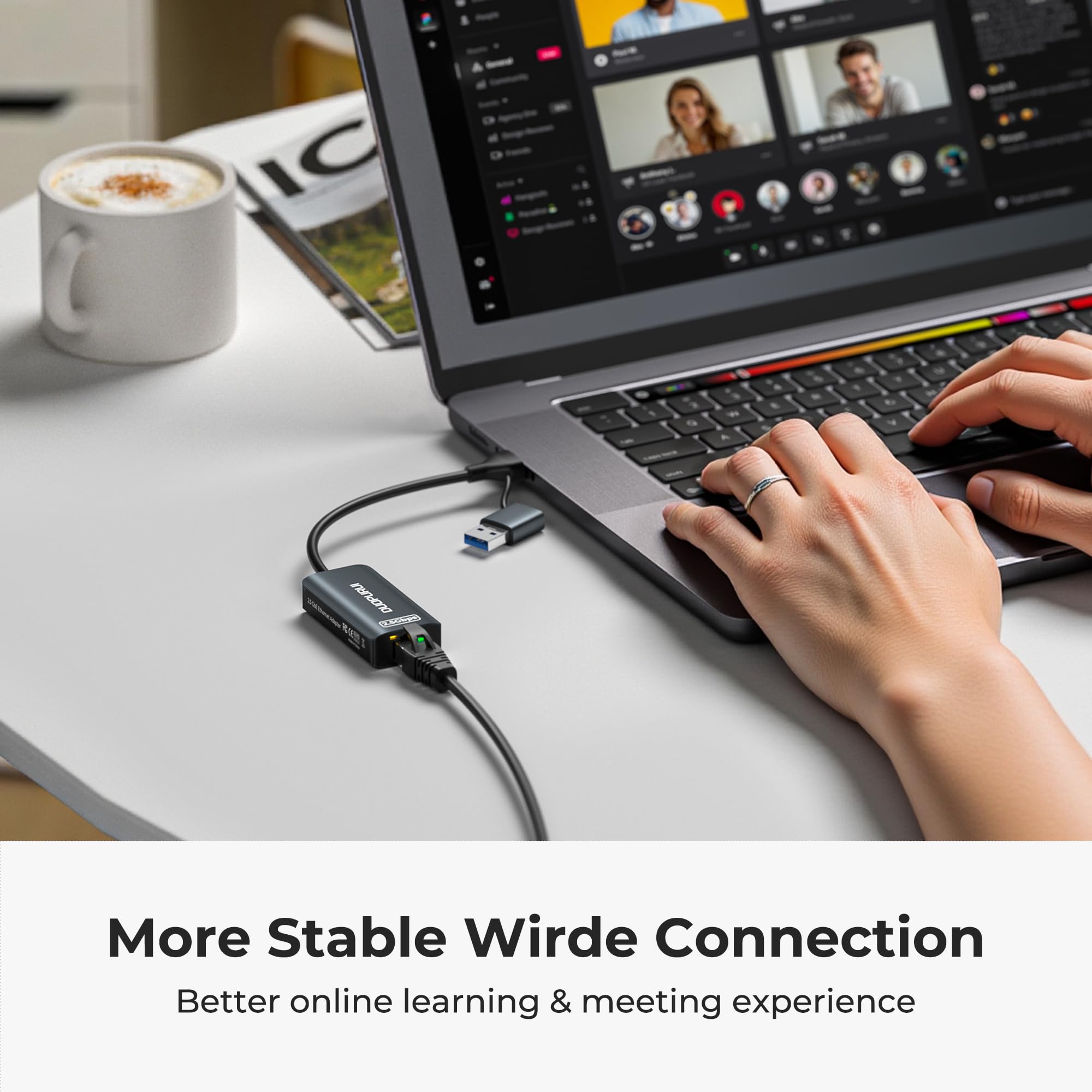 Adattatore da USB a Ethernet, adattatore di rete da USB C a RJ45 2.5 Gigabit LAN, custodia in alluminio, adattatore Ethernet per laptop, MacBook Pro/Air, Surface Pro, iPad, XPS, Windows 11/10