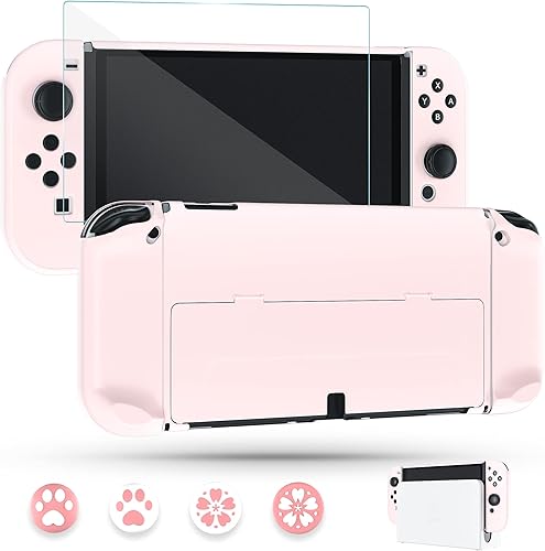 FUNDIARY Flip Shell - Funda acoplable para Nintendo Switch OLED modelo 2021, accesorios para consola Switch OLED y Joycon con protector de pantalla