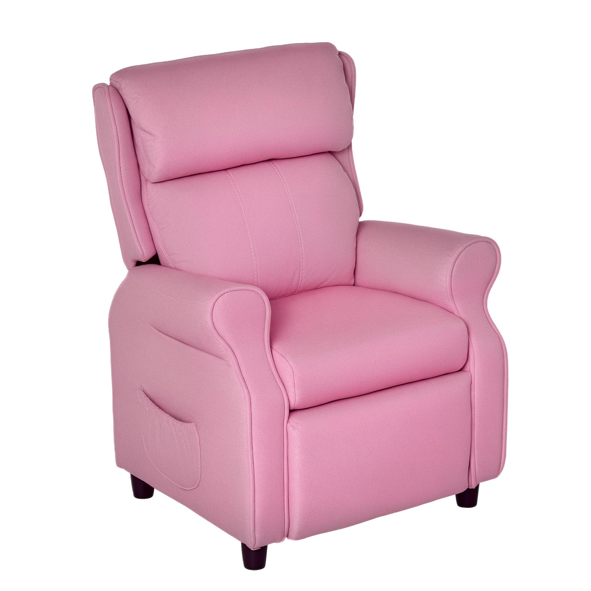 HOMCOM Kindersofa/Kindersessel mit verstellbarer Rückenlehne und Fußstütze, Rosa, 58 x 53 x 70 cm