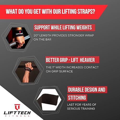 Miniatura 3 de Lift Tech Fitness Correas de levantamiento de pesas para hombres y mujeres  Correas de gimnasio de algodón para levantamiento de pesas, HIIT,