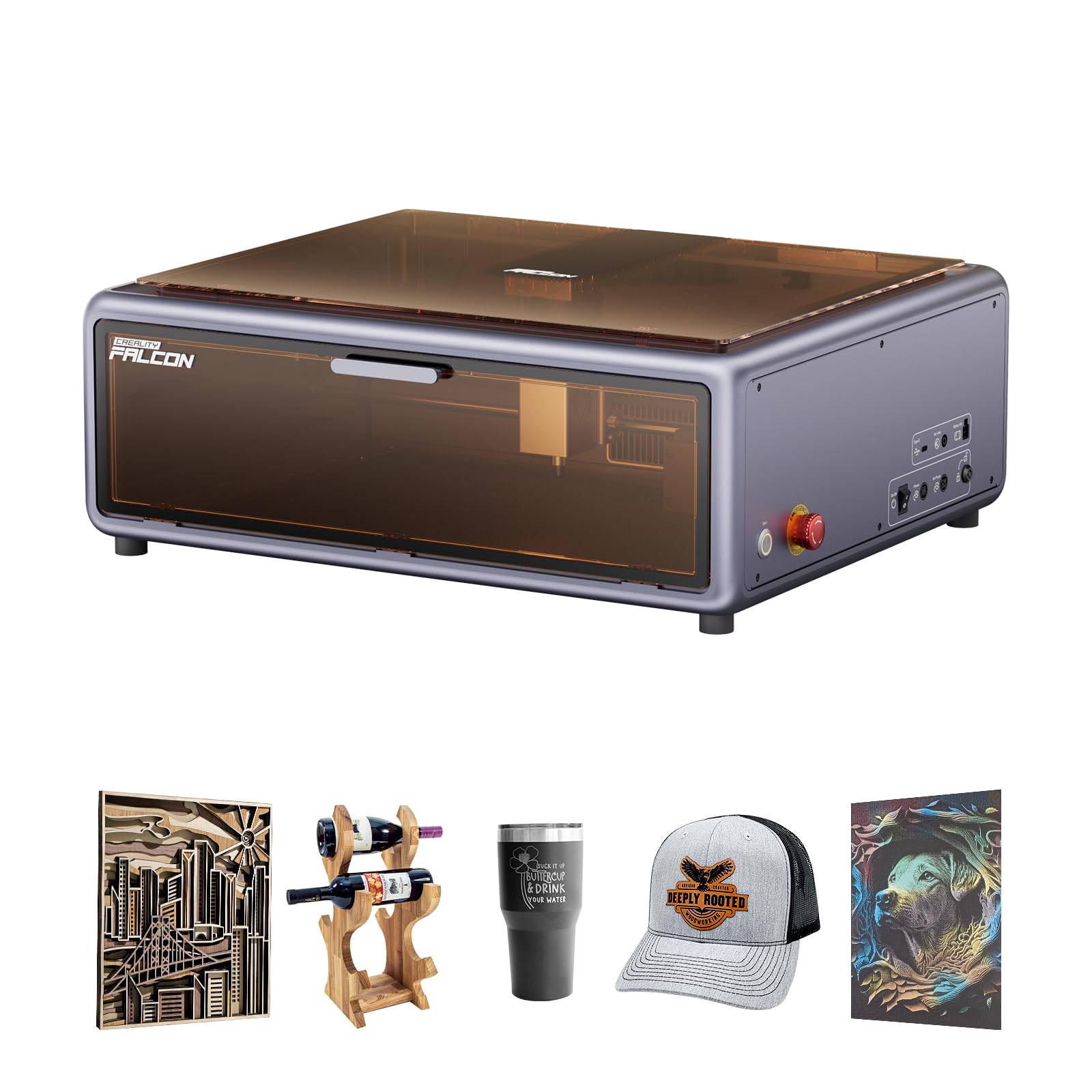 CREALITY FALCON A1 10W Laser Engraver, 80W Enclosed Laser Cutter and Engraver Machine with Air Assist, Smart Camera Positioning, 600mm/s Speed, Smart Material Recognition, Ideal for Wood & Metal