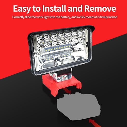 Miniatura 5 de Fiihio Luz de trabajo LED inalámbrica compatible con batería Milwaukee 18V m18, 80W 6000LM linterna portátil m18 para iluminación en el lugar de