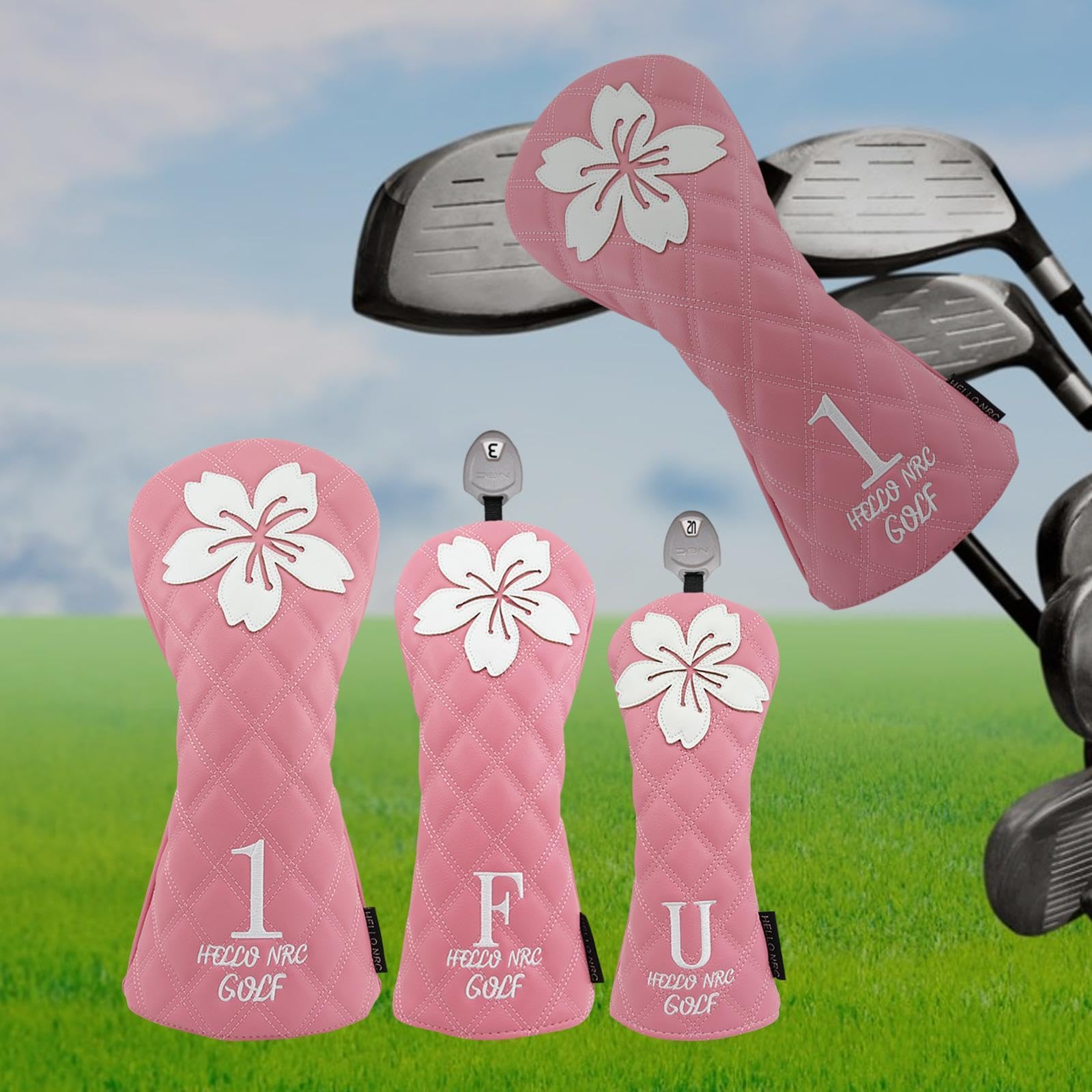 rockible 3 Fundas Protectoras para Cabezas de Palos de Golf, Modernas y portátiles, Fundas Protectoras para Cabezas de Palos de Golf, Fundas de Madera para