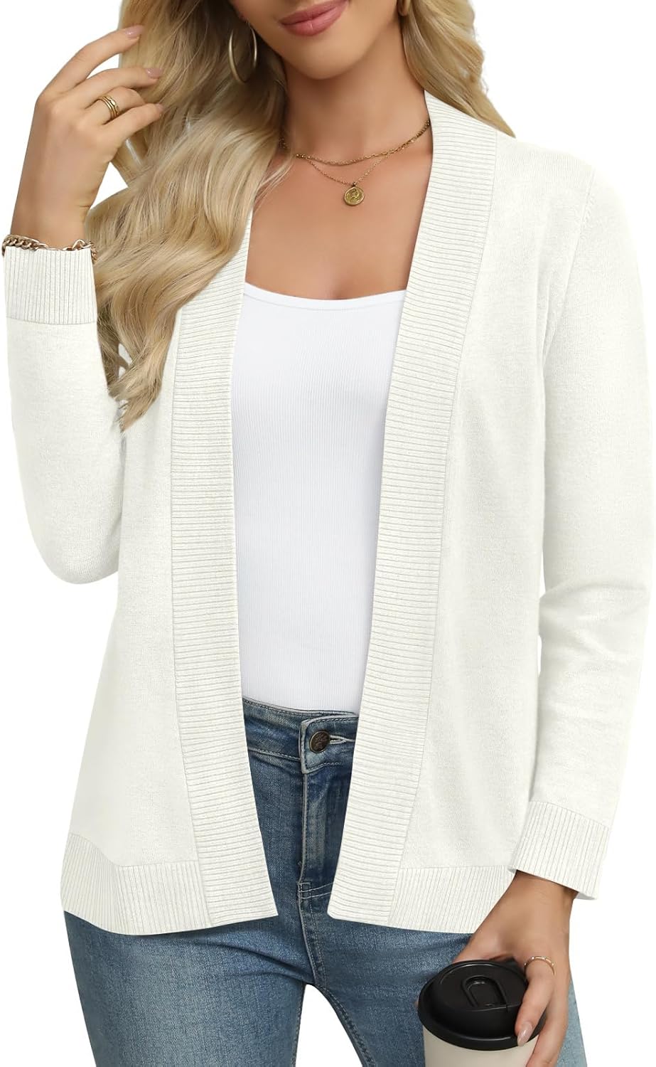 Women's Lightweight Cardigan Sweaters Long Sleeve Open Front Knit Casual Classic Cardigans - Image 3