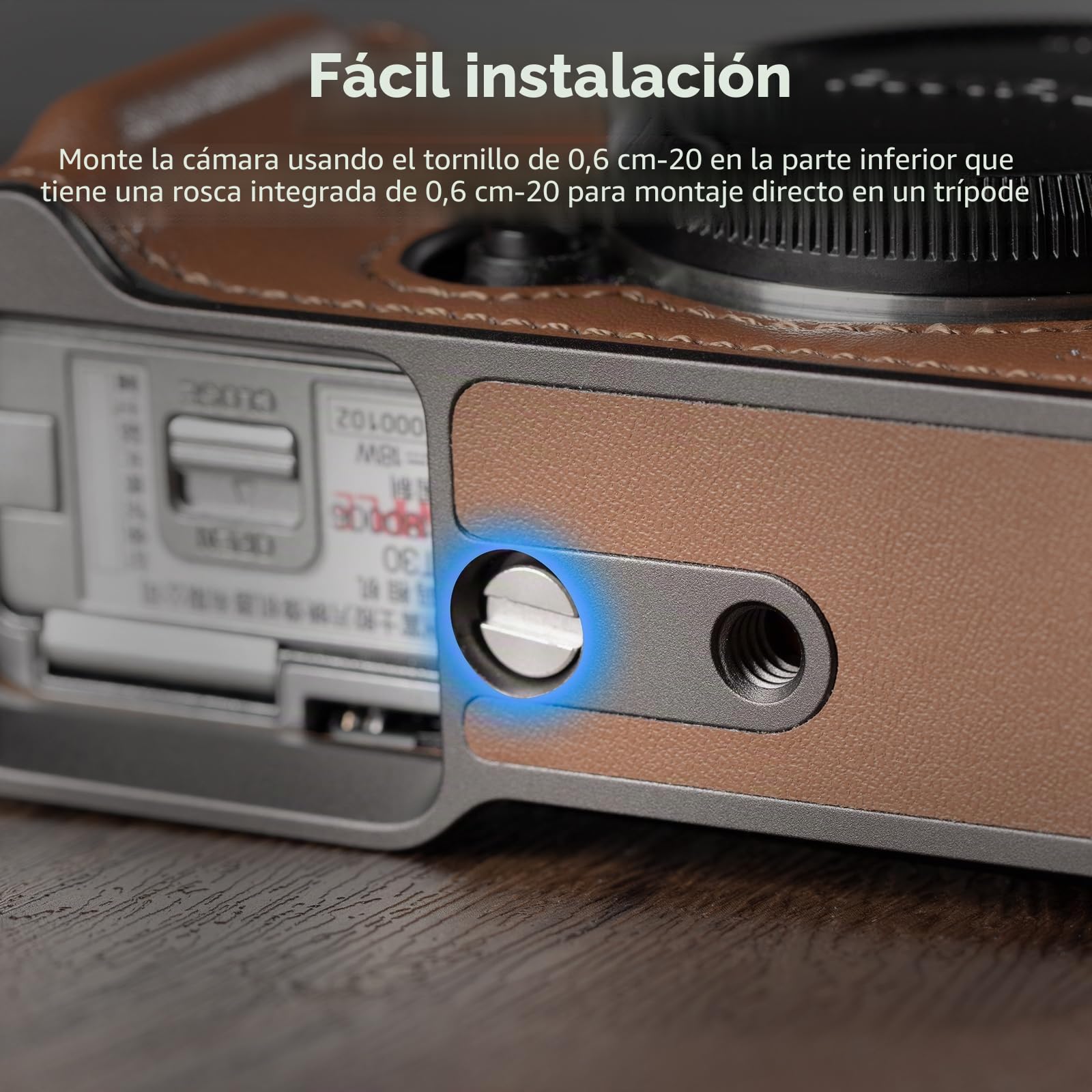SMALLRIG Media Funda de Cuero con Correa para FUJIFILM X-T30/II/III, Estilo Retro con Marco de Aluminio y Tapa de Botón, Marrón - 5670