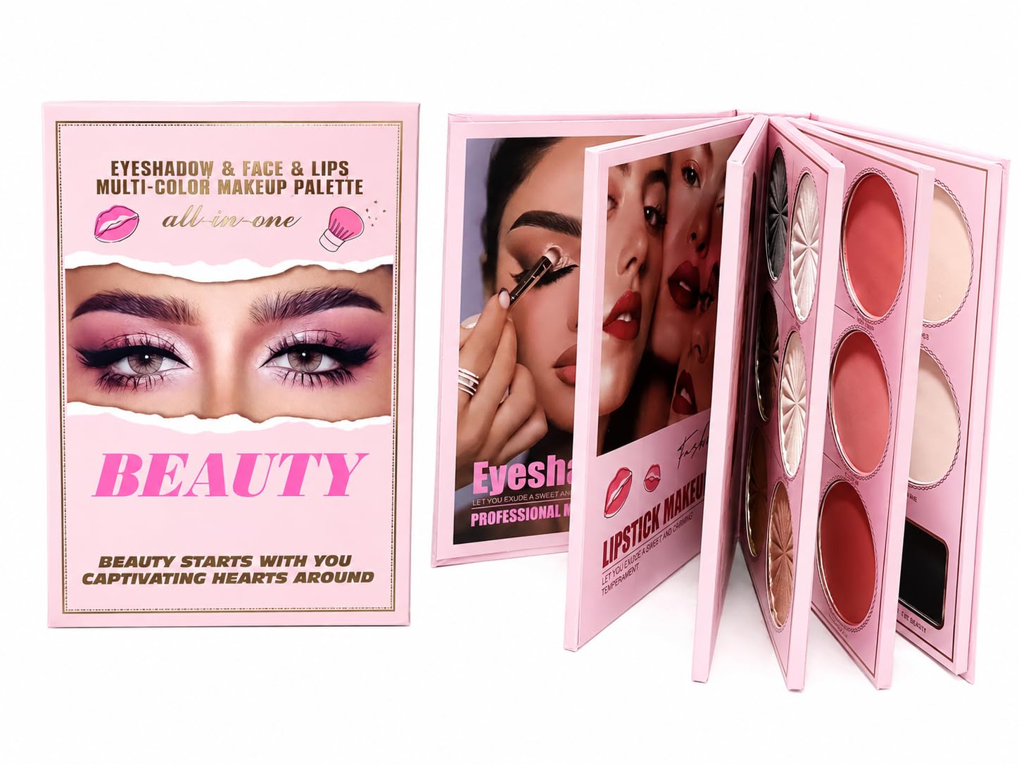 SKINPLUS Beauty All-in-One Professional Makeup Palette – Eyeshadow, Blush, Highlighter & Lip Colors-image-0