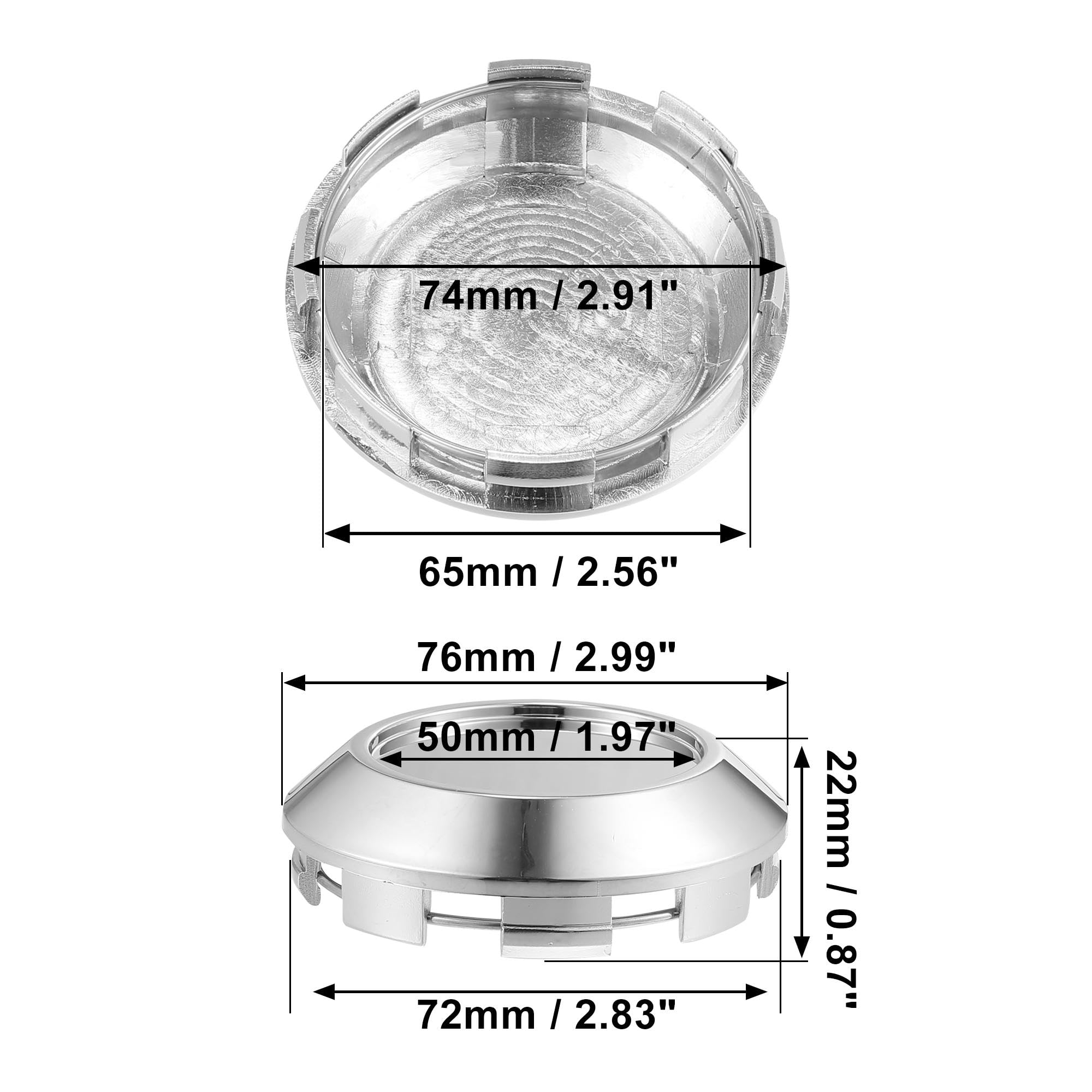 X AUTOHAUX Cache Moyeu Ton Argent 4pcs 76mm 8 Clips pour Voiture