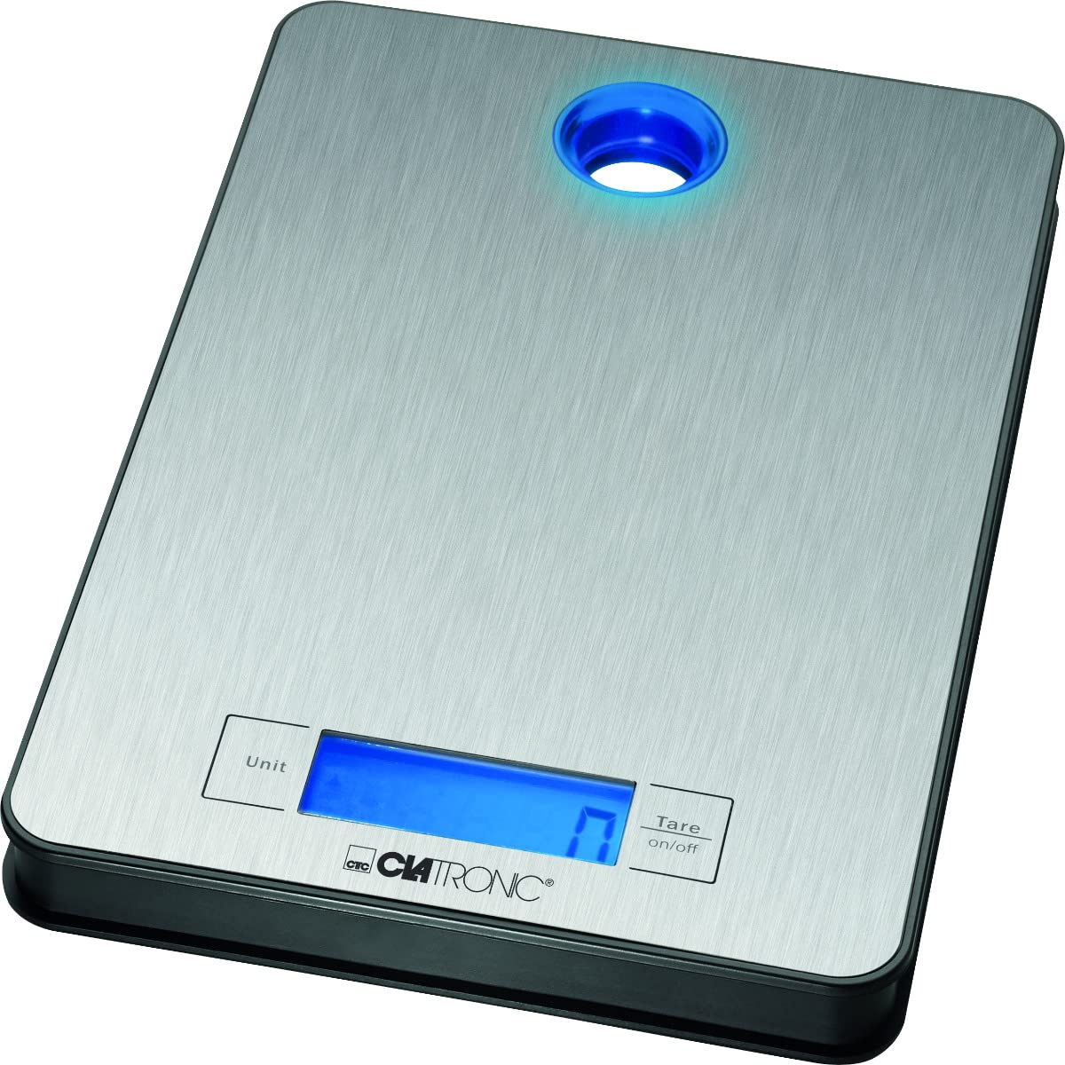 ClatronicKW 3412 Kitchen Scales Stainless Steel Weighing Surface LCD Display up to 5 kg in 1 g increments (g, kg, lb, oz), Tare Function