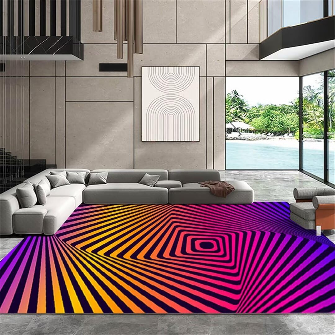 Alfombra moderna de remolinos 3D morada 140x200cm para dormitorio de adultos