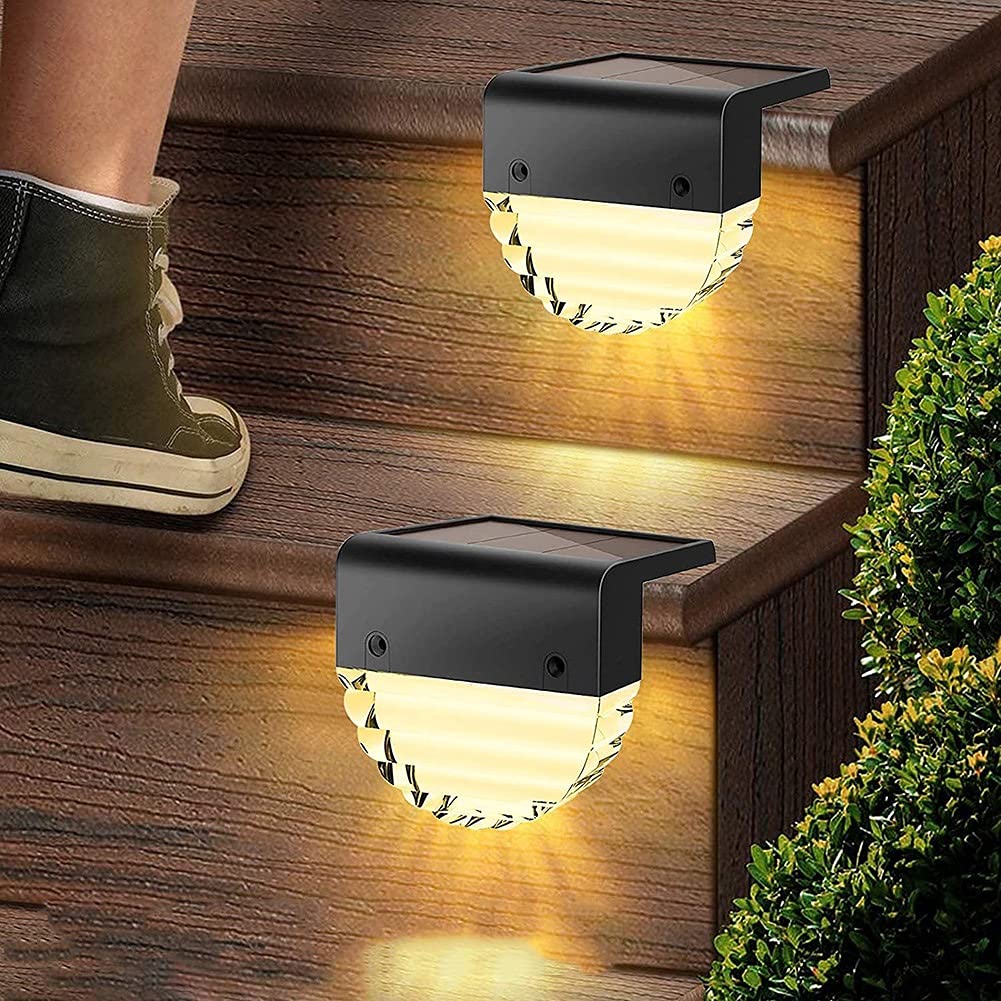 Lampy solarne na zewnątrz, ścieżka ogrodowa Wodoodporne solarne oświetlenie stopni na ogrodzenia, balustrady, tarasy, schody, dekoracje ogrodowe, ściany, ciepłe białe/kolorowe światło