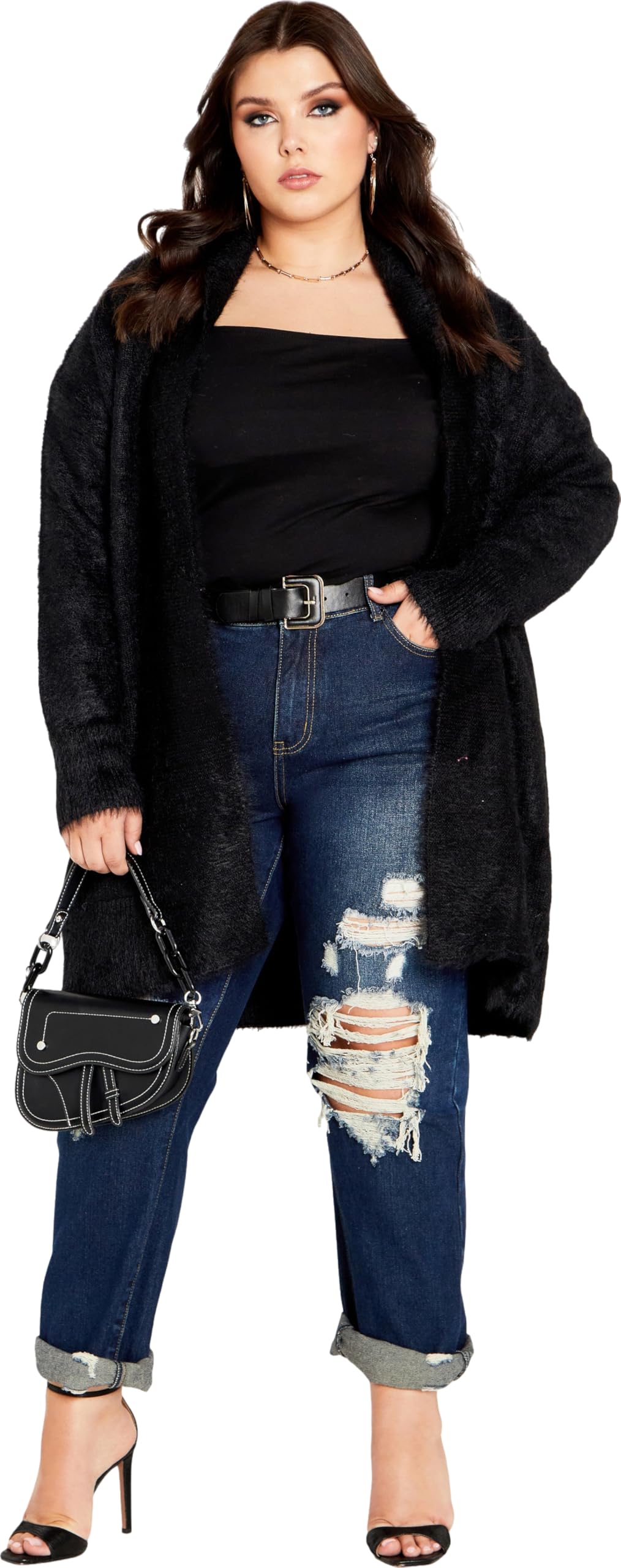 City Chic Women's Plus Size Fluffy Cardigan