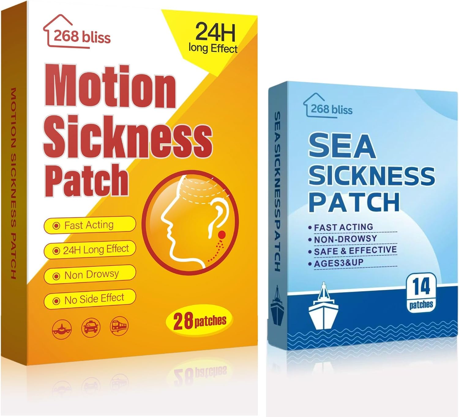 268 Bliss Motion Sickness Patches 28pcs and Sea Sickness Patches 14pcs
