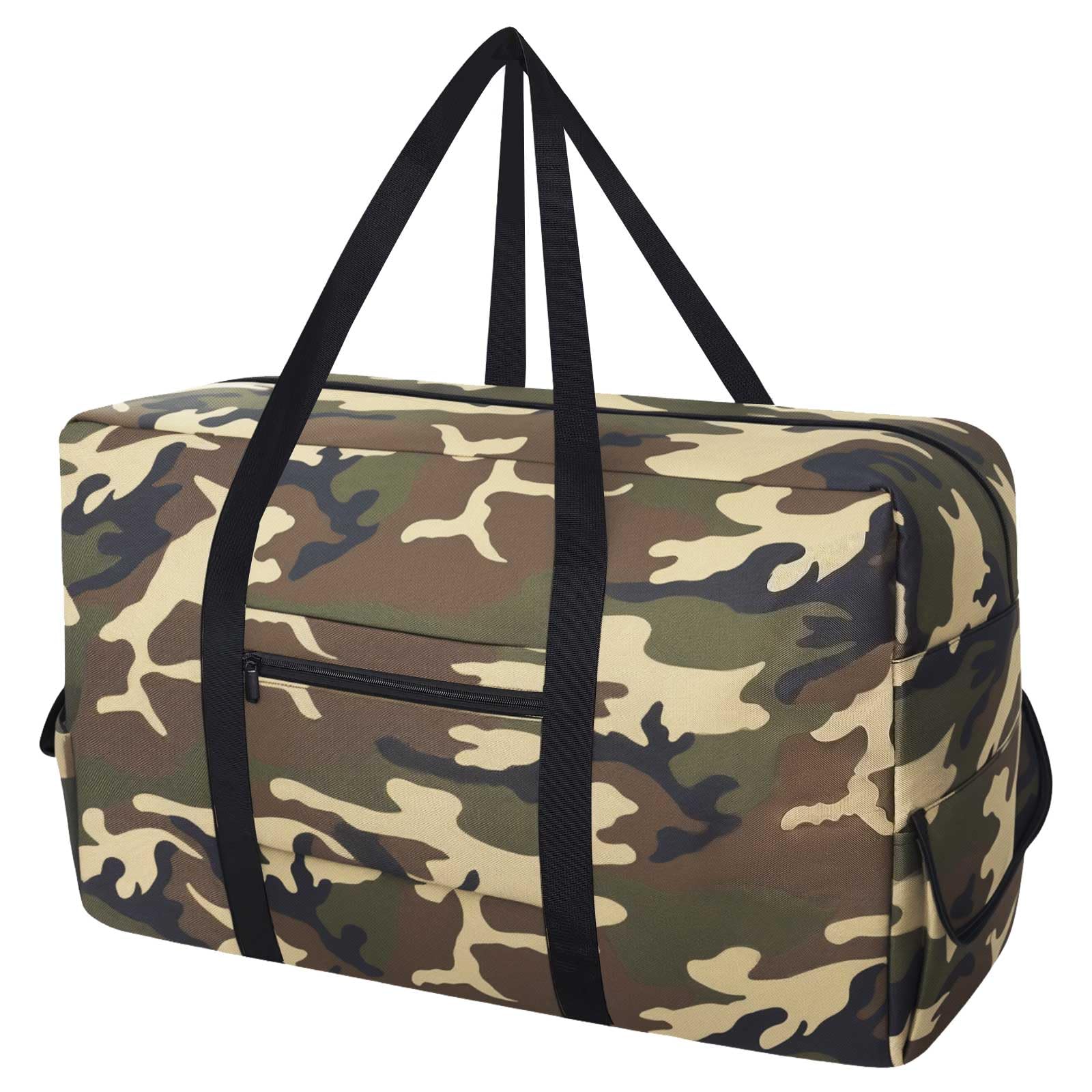 DSDCDJ Extra Große Reisetasche, Wasserdicht Transporttasche, Heavy Duty Tragetasche mit verstärkten Griffen, Faltbare Tote Bag für Reisen, Camping, Sport & Umzugskartons, Tarnfarbe, 70x30x45cm