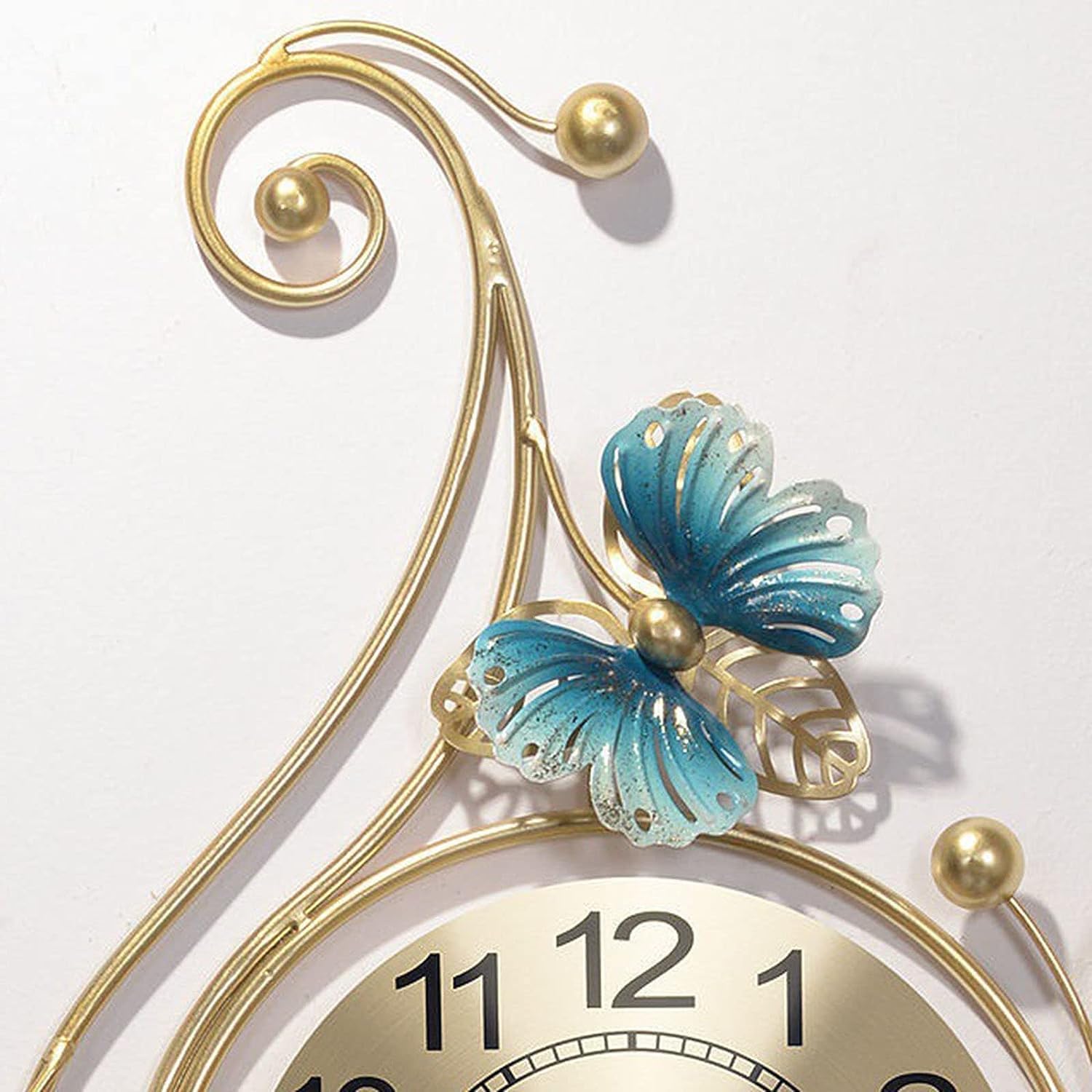 Large Metal Wall Clock Decoration 35 inch, Ginkgo Leaf for Living Room Decor Silent Clock Wall Decor for Bedroom Kitchen Entryway Home Indoor (Size : 35 inch)