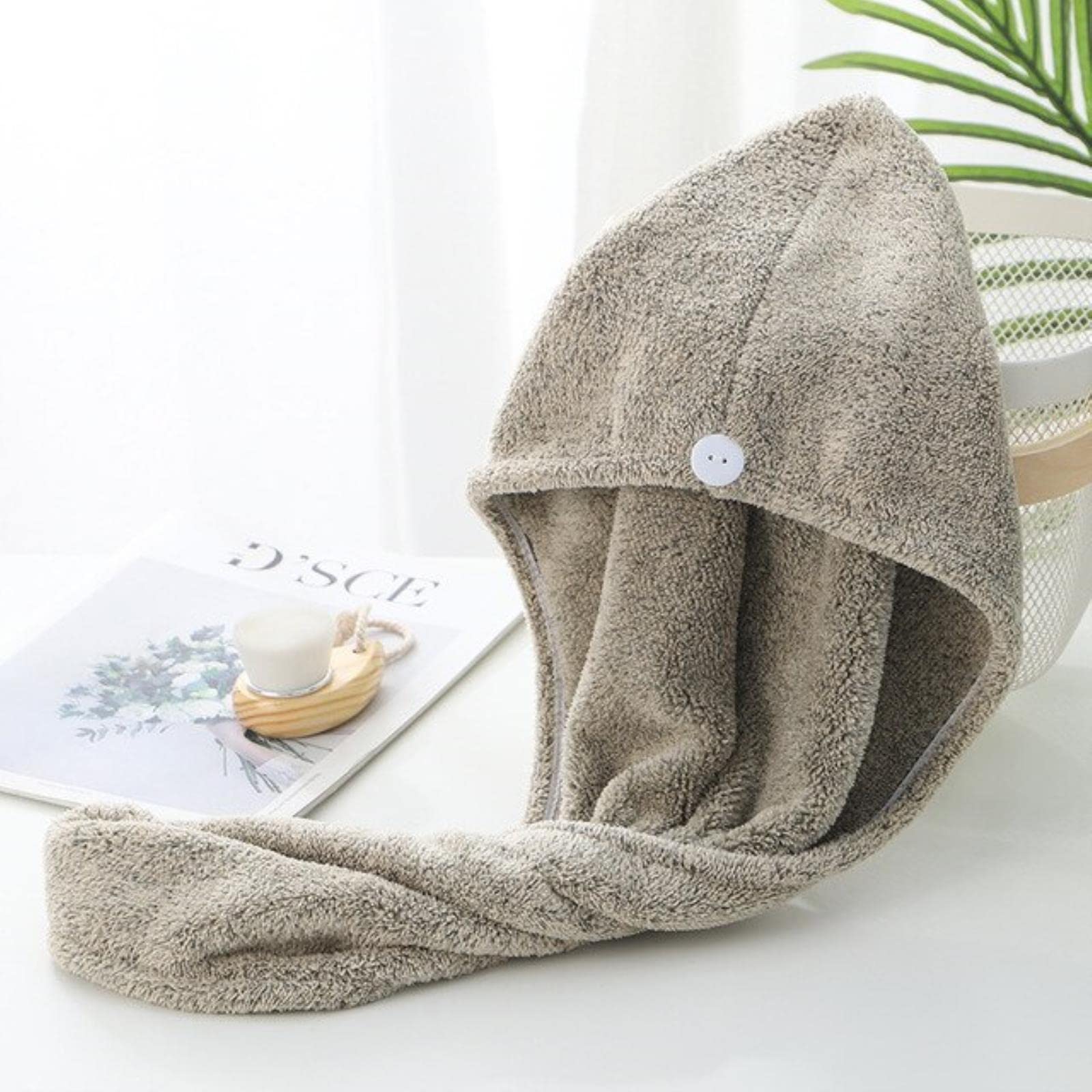 Bamboo Charcoal Fiber Hair Towels Bath Head Turban Wrap Quick Dry Anti-Frizz Hair Towels For Drying Hair Women