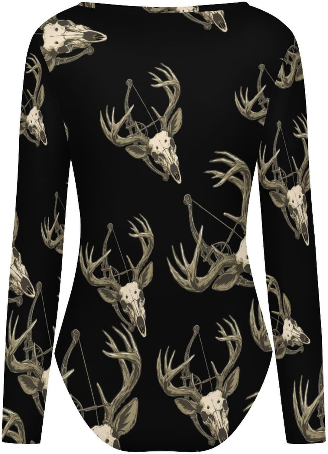 Deer Skull Bow Hunting Archery Women's Bodysuits Long Sleeve Top 5XL