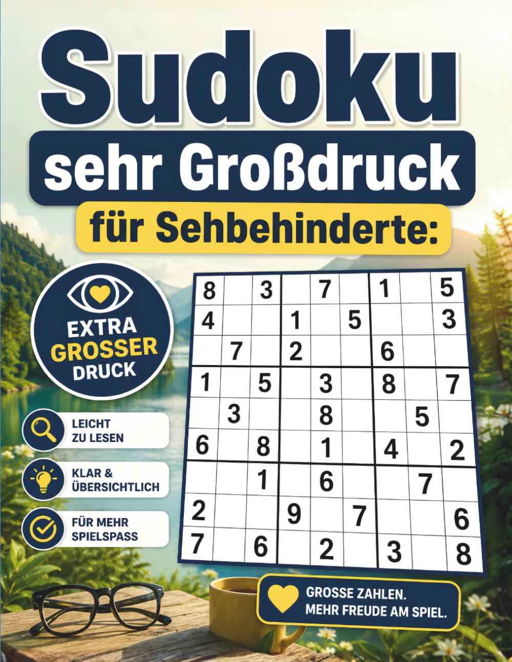 Sudoku Großdruck für Sehbehinderte: Sudoku Heft für Erwachsene mit Rätseln und Gehirnjogging