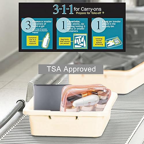 Miniatura 7 de CGBE Bolsa de aseo aprobada por la TSA con asa, bolsa de aseo transparente, tamaño de cuarto de galón, bolsas de viaje para artículos de tocador,