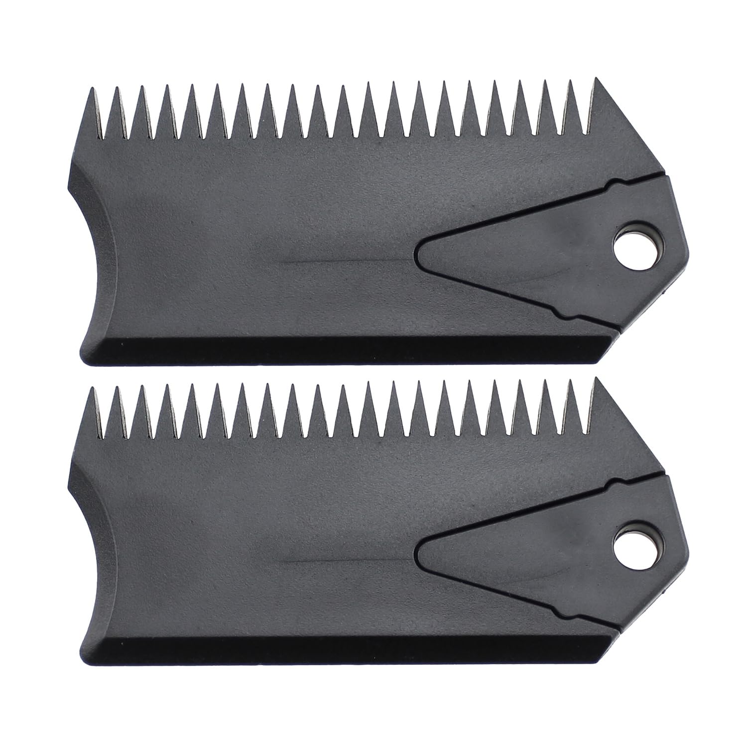 RLECS 2PCS 83x39mm Black PVC Surfboard Anti Slip Wax Comb with Fin Keys Wax Scraping Comb Suitable for Surfboard Skateboard Longboard