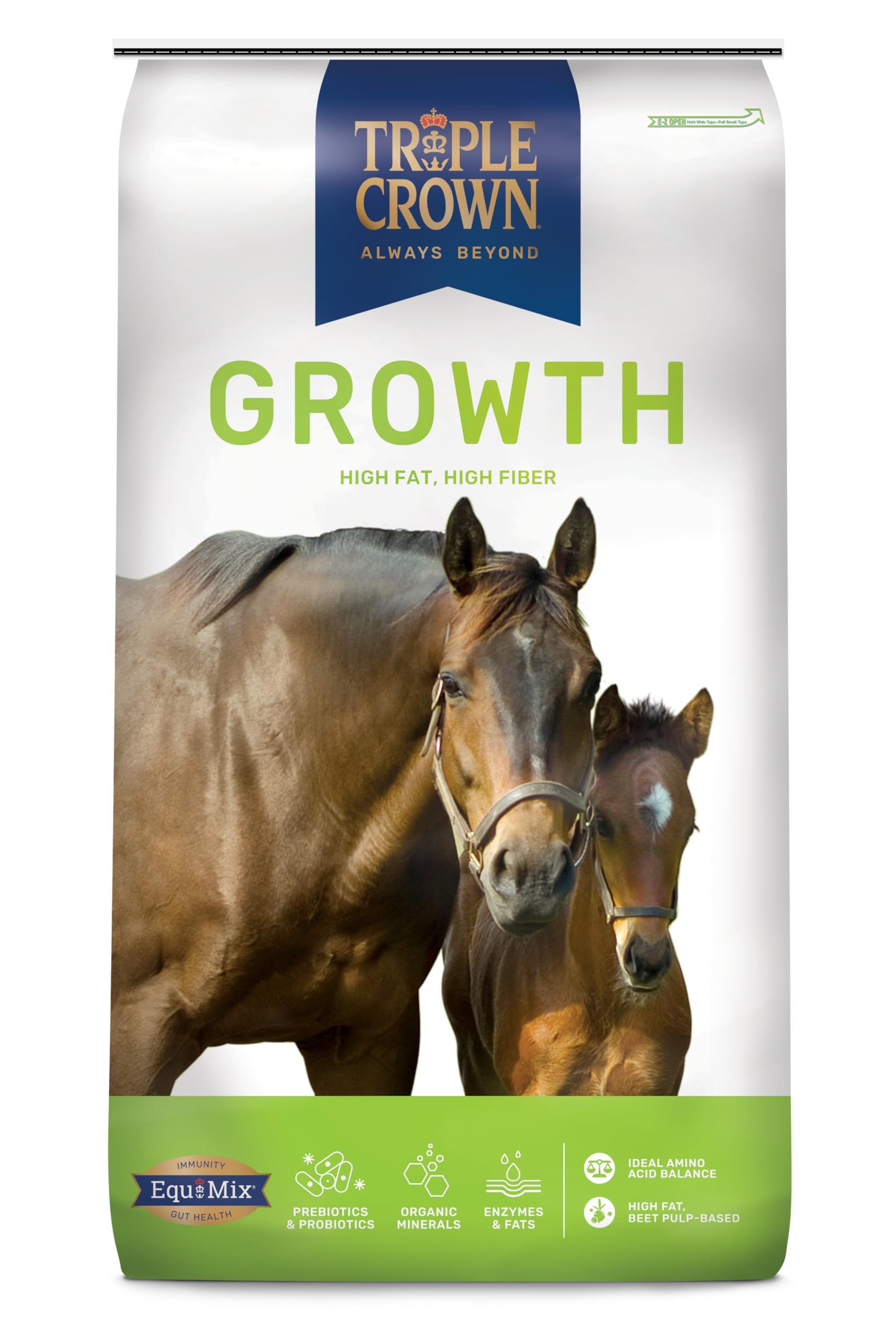 Triple Crown Growth Foal & Mare Feed, Textured Feed for Young Horses, Broodmares & Breeding Stallions, Horse Feed, 50 lbs