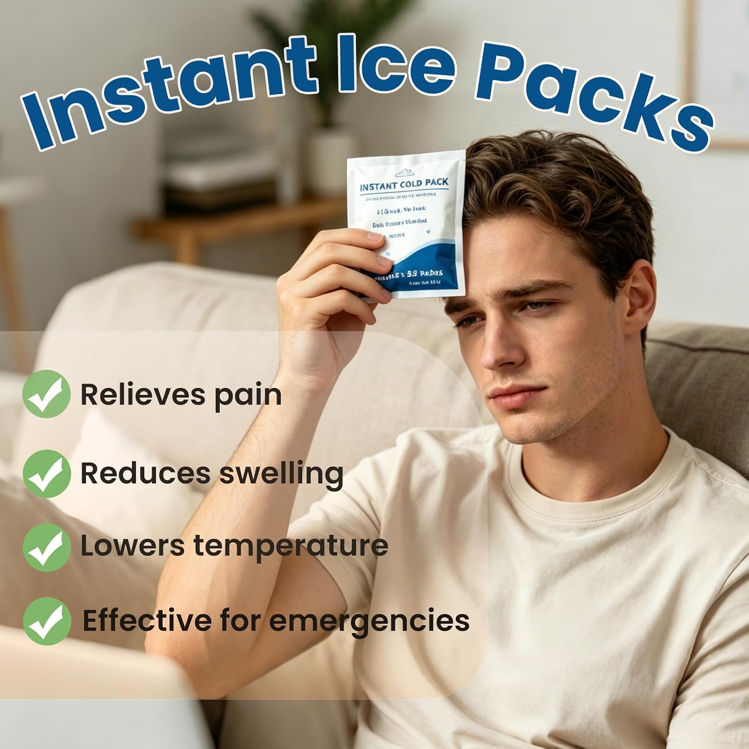 60 Pack Instant Ice Cold Pack,Disposable Instant Ice Packs for Injuries