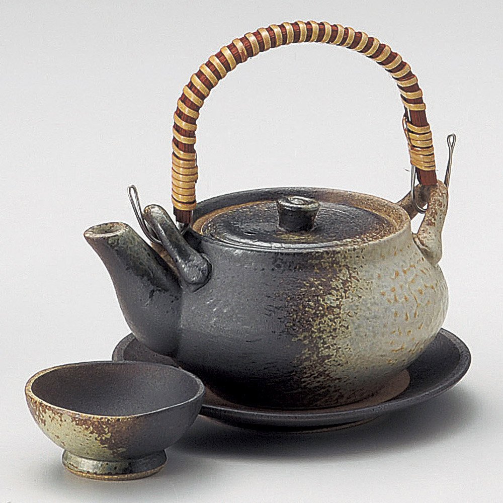 Amazon.co.jp: 備前風 土瓶蒸しセット (皿 ちょこ付き) 300cc 萬古焼