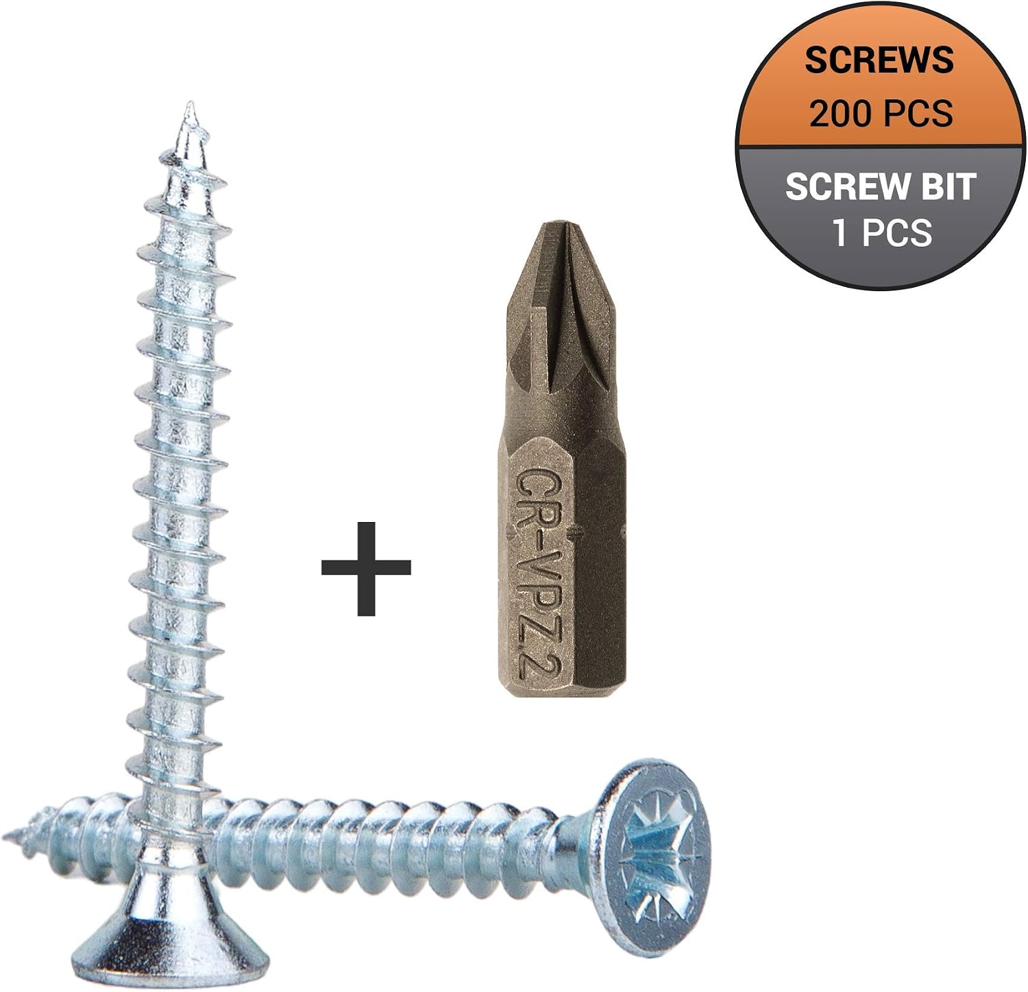 (Pack of 200 pcs) Zinc Plated Steel Wood Screws 4.0 x 35 mm, Pozi-drive Head Screws, Fasteners, Countersunk, Chipboard Screws (200) - Image 4