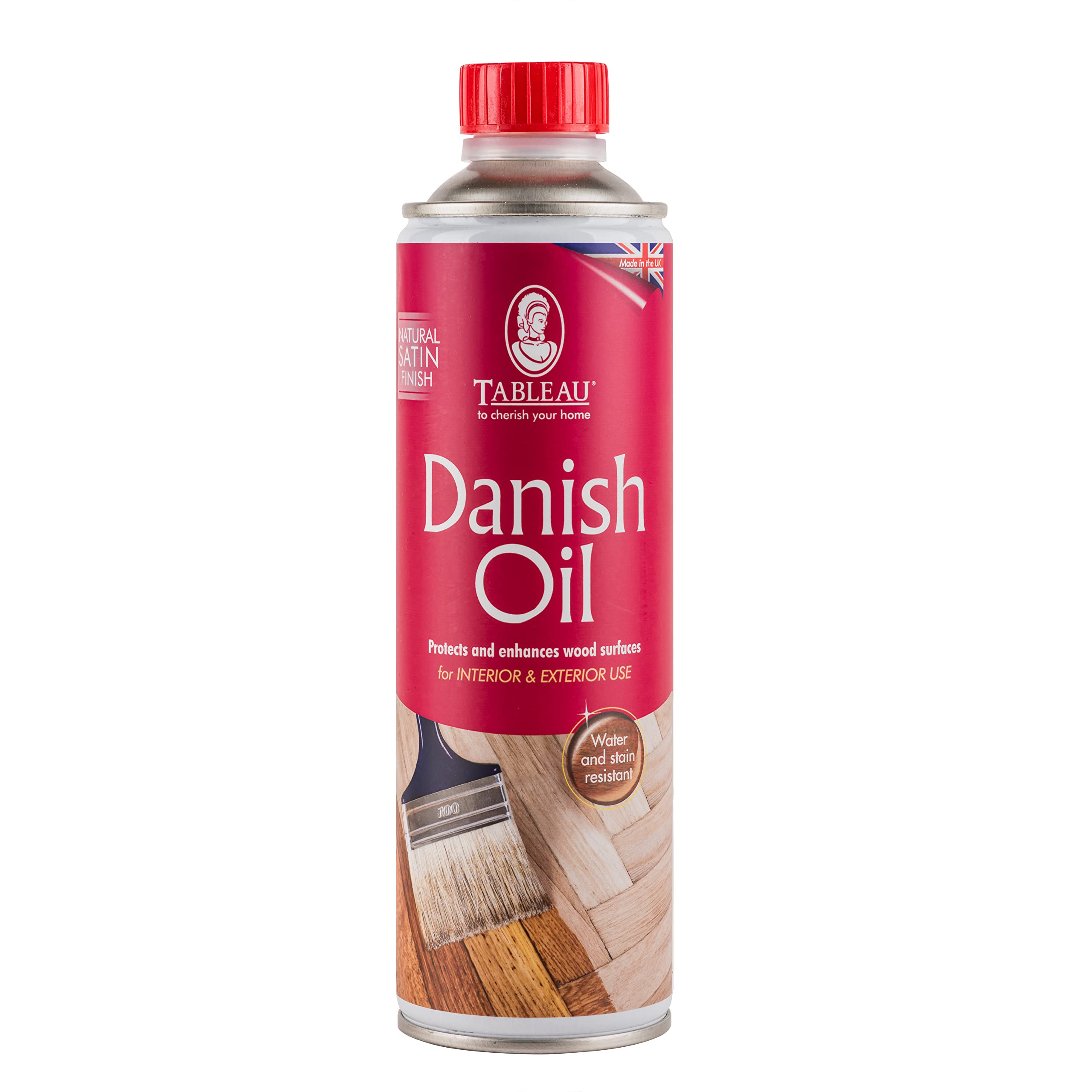Tableau Danish Oil for Wood, 500ml - Enhances Natural Finish, Interior & Exterior Use - Ideal for Furniture, Worktops, Doors, Chopping Boards & More - Quick-Drying Wood Oil