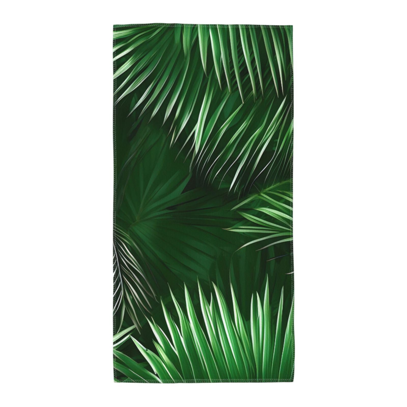JBJGKHLP Green Leaves Of Palm Tree Tropical Plants Print Adults Extra Long Beach Towel Soft Absorbent Quick-Dry Gym Swimming Running Yoga
