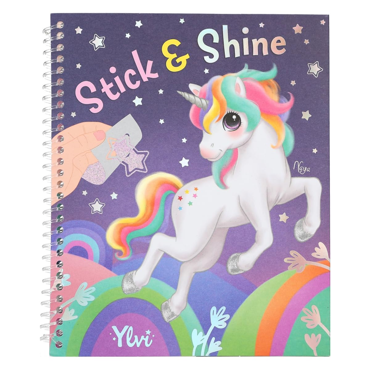 Depesche 12472 Ylvi - Colouring Book Stick & Shine, 24 Pages with Great Unicorn Motifs and Magical Beings, for Colouring and Designing