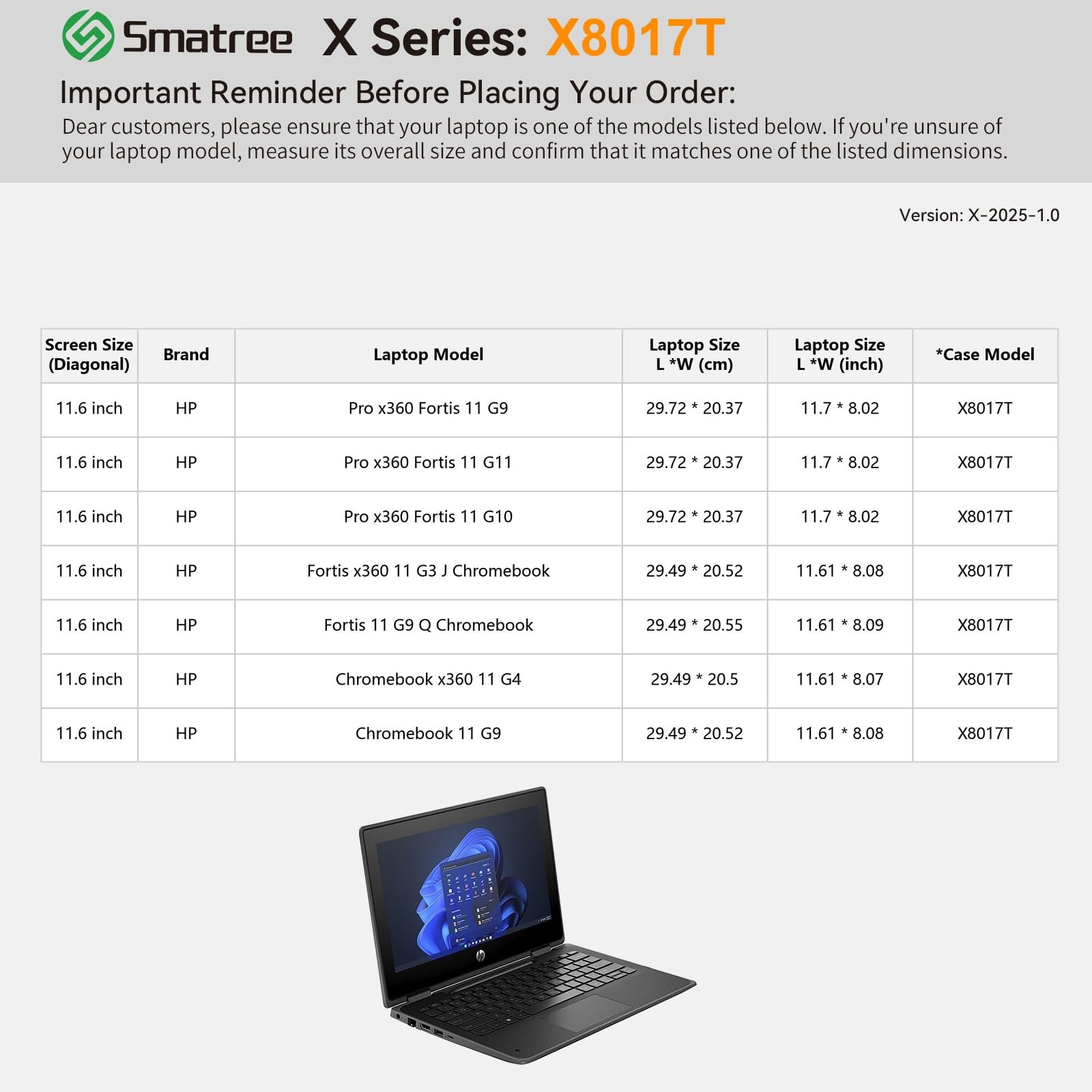 Smatree custodia rigida in EVA Compatible per 11,6 pollici HP Pro x360 Fortis11 G11/G10/G9,per HP Fortis11 G9 Q/x360 11 G3 J,per Chromebook11 G9/x360 11 G4 portatile borsa,verde(X8017TG)