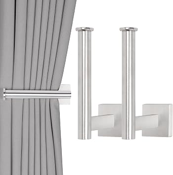 Groleca Curtain Holdbacks 2 Pack Metal Curtain Tiebacks, Silver