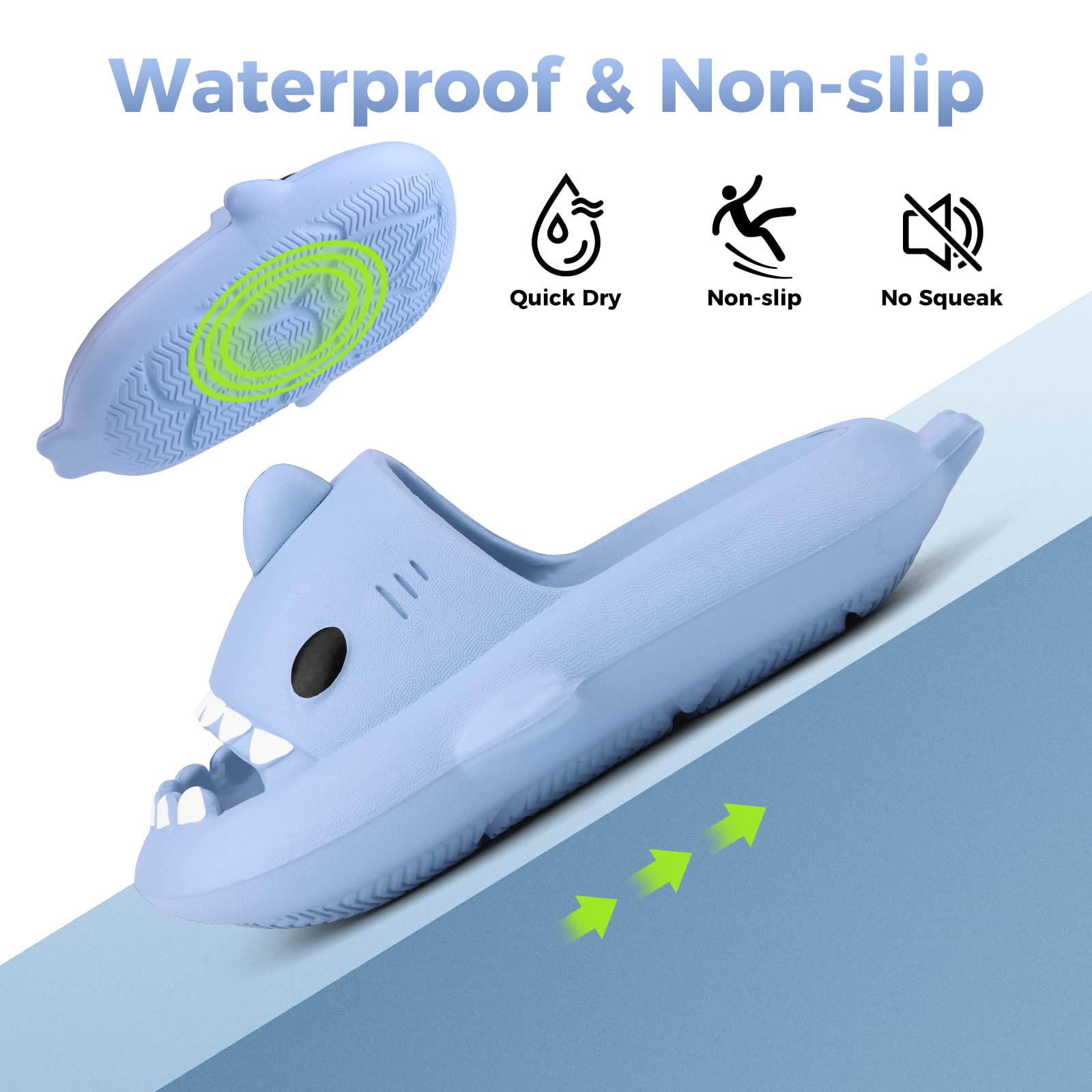 Sandales requin pour enfants - Sandales de douche à séchage rapide - Chaussons confortables pour tout-petits garçons et filles - Semelle épaisse antidérapante - Chaussures de plage et de