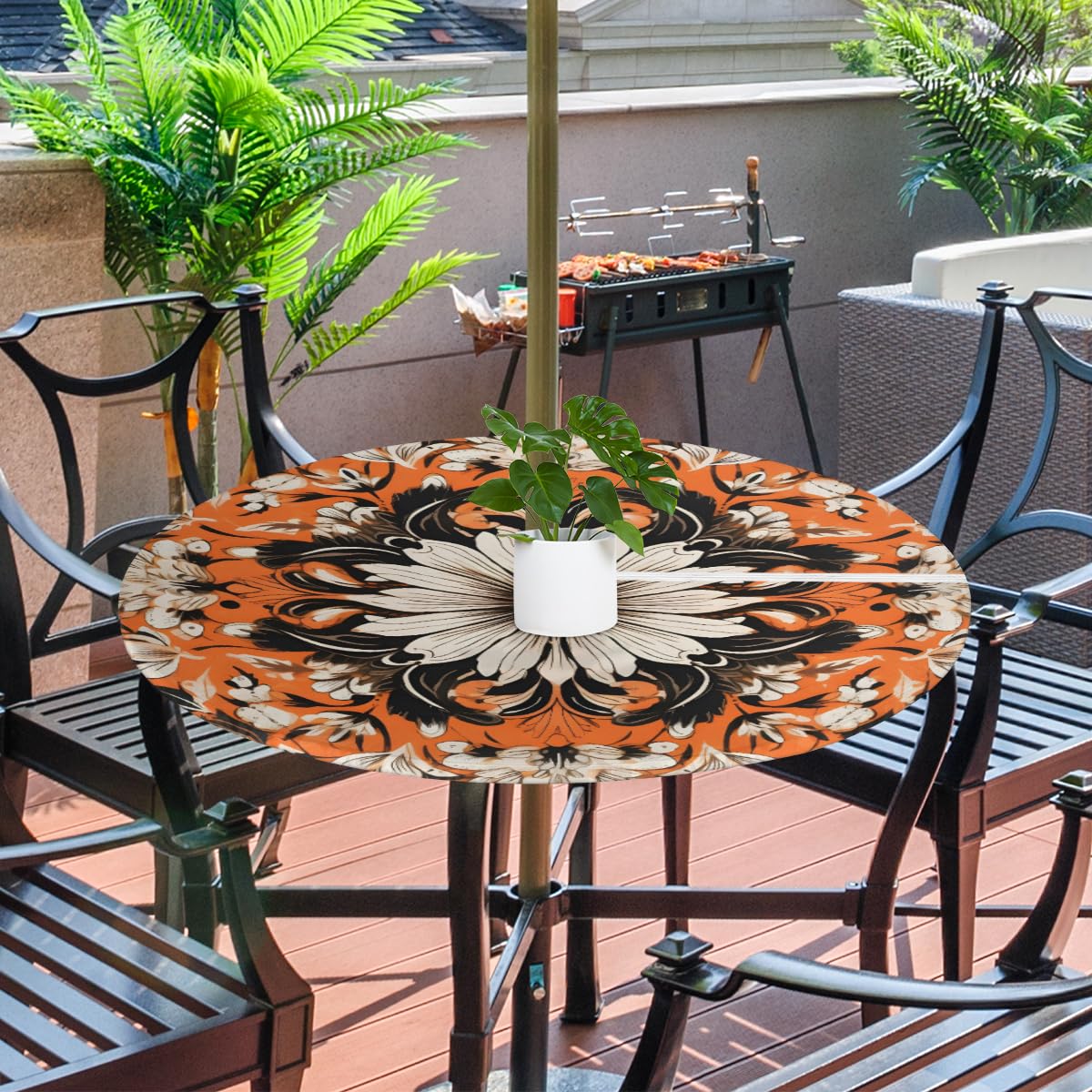 KNEMI Outdoor Round Tablecloth with Umbrella Hole - Image 2