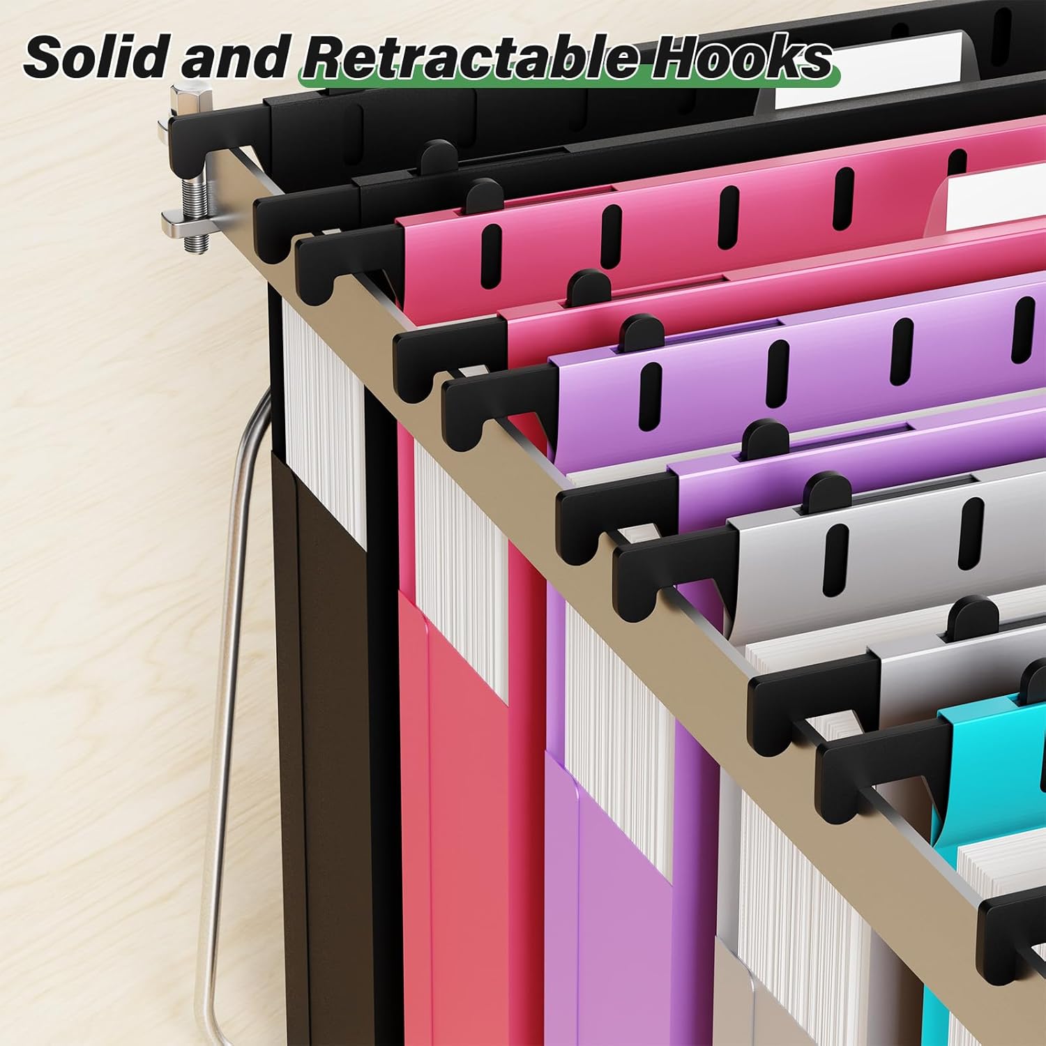 Ansook Plastic Extra Capacity Legal Hanging File Folders,Heavy Duty 2" Expansion Hanging Folder with 1/5 Tabs,12 Pack Filing Cabinet Folders,Accordion File Folders,Color File Organizer for Office