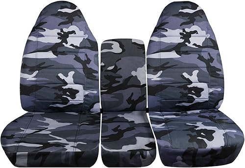 Miniatura 9 de Compatible con fundas de asiento de camión Dodge Ram Camo 1994-2002 (2. generación) (banco dividido 402040) con consola central, parte delantera