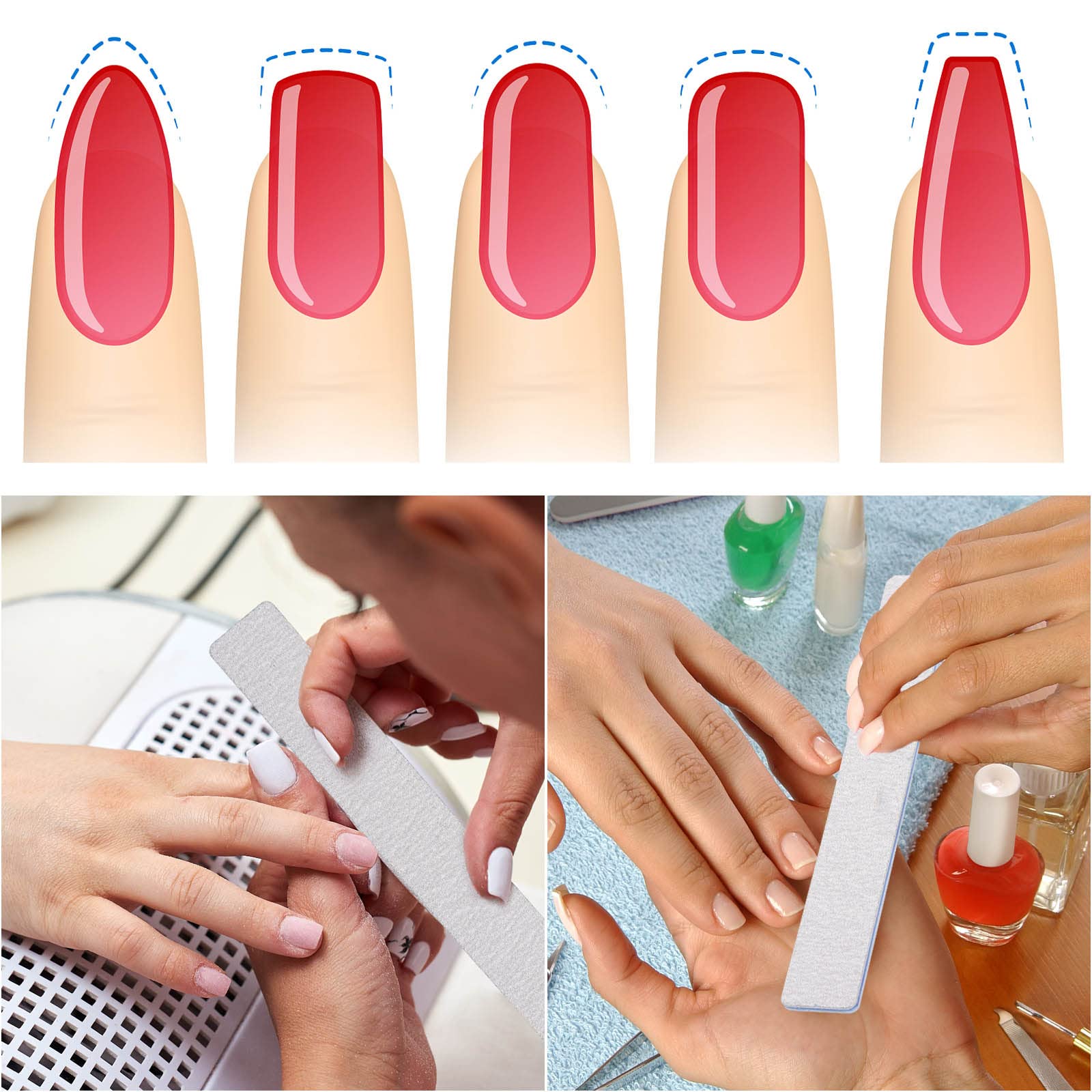 50 limas de uñas acrílicas de grano 80/80, limas de esmeril, herramientas profesionales de arte de uñas para el hogar, salón, fuerte, doble cara