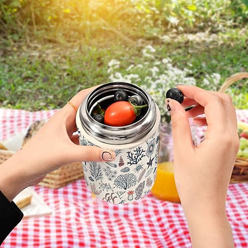 Miniatura 5 de Seashell Starfish Food Jar with Spoon Stainless Steel Vacuum Insulated Food Container 17 oz Thermos for Adults