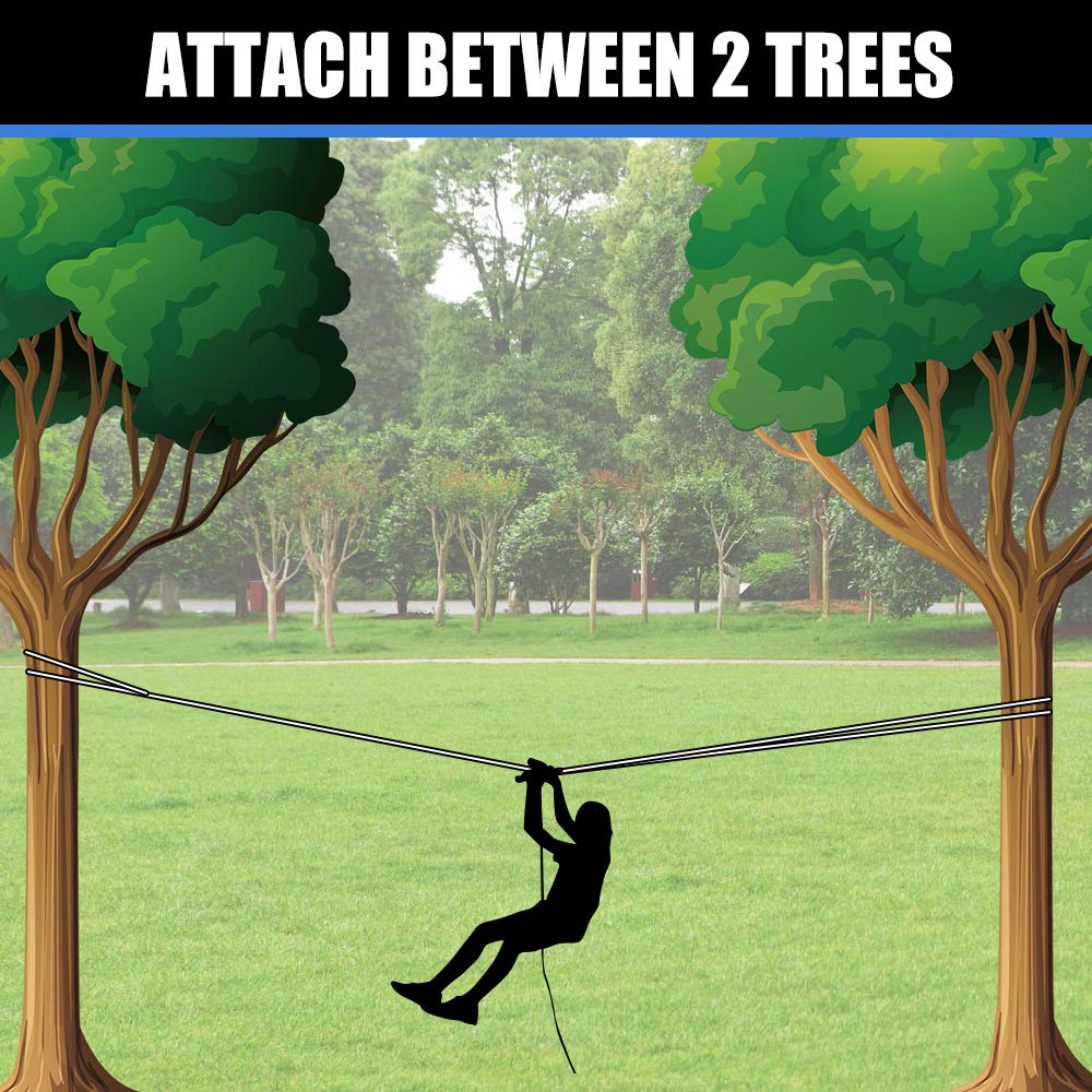 X XBEN Zip line Kits for Backyard 98FT, Zip Lines for Kid and Adult, Included Swing Seat, Ziplines Brake, and Steel Trolley, Outdoor Playground Equipment