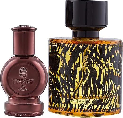 Ajmal Tempest Concentrated Perfume Oil Floral Alcohol-free Attar 12ml for Unisex and Maryaj Wild Stripes Eau De Parfum Aromatic Oriental Perfume 100ml for Men + 2 Parfum Testers…