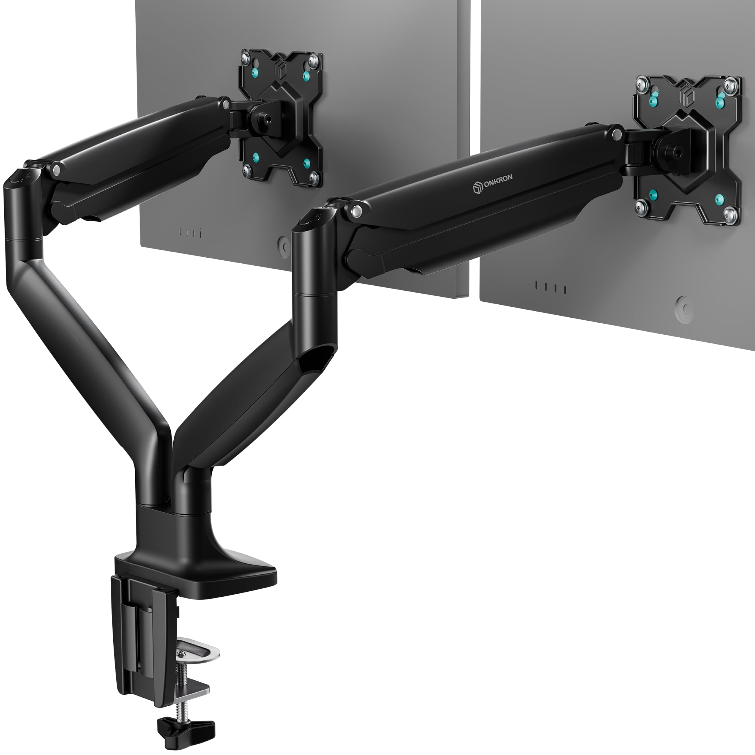 ONKRON Support Écran PC Double Bras Articulé 13-32 Pouces VESA 75x75 100x100 Ressort à Gaz 9 kg Noir G200-B