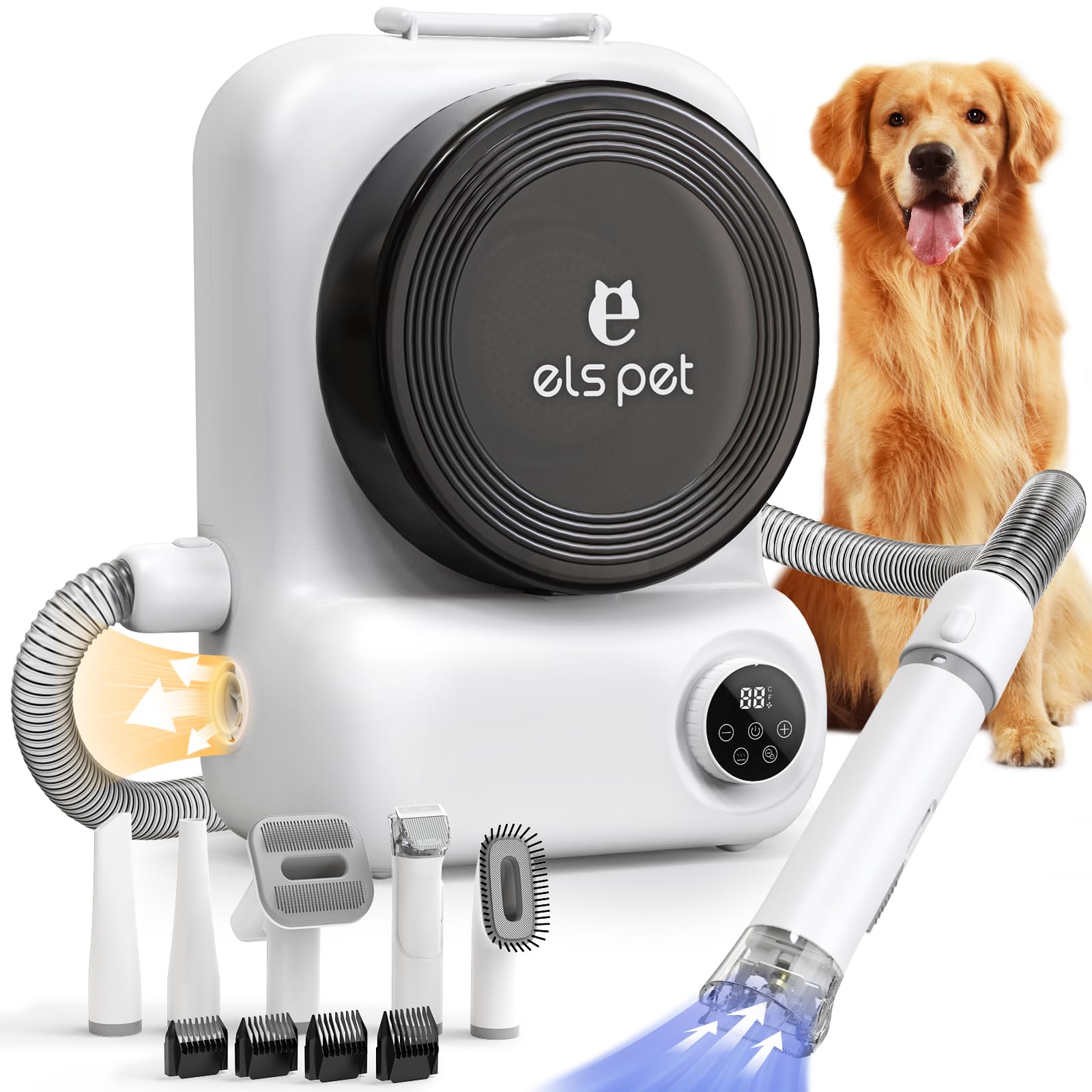 Dog Grooming Vacuum & Dryer Kit, 15000Pa Pet Vacuum for Shedding, 2.5L Dust Cup for Dog Grooming Kit, 3 Suction Modes for Dogs and Cats