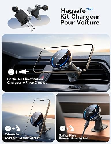 JOYROOM Support Telephone Voiture Magsafe Induction Ensemble 2 en 1 - 6
