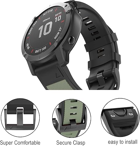 Miniatura 4 de OVERSTEP Correa deportiva de silicona compatible con Fenix 5X Band de 0.06 pulgadas (1.024 in), correa deportiva de repuesto para Garmin Fenix 5X
