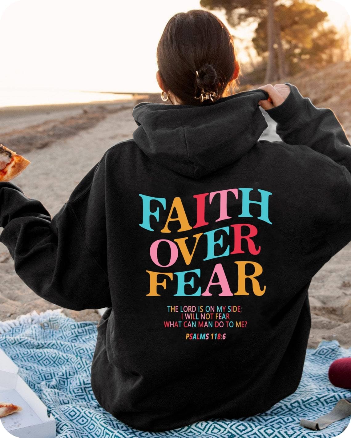 Faith Over Fear Hoodie Womens Christian Graphic Cute Hoodies Cotton Blend Sweatshirt Casual Tops - Image 2